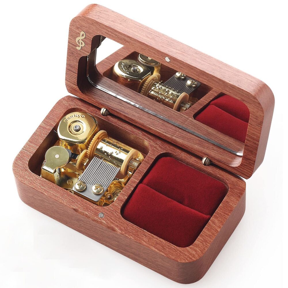 5262 Vintage Wood Ring Jewelry Box Musical Boxs Gifts for Proposal